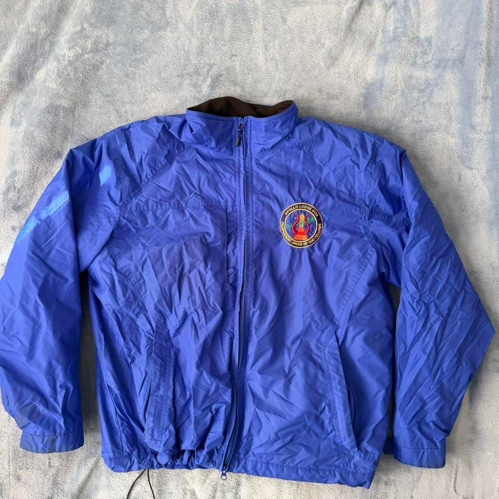 Port Authority blue windbreaker jacket with Apollo Lodge #123, men Size XL